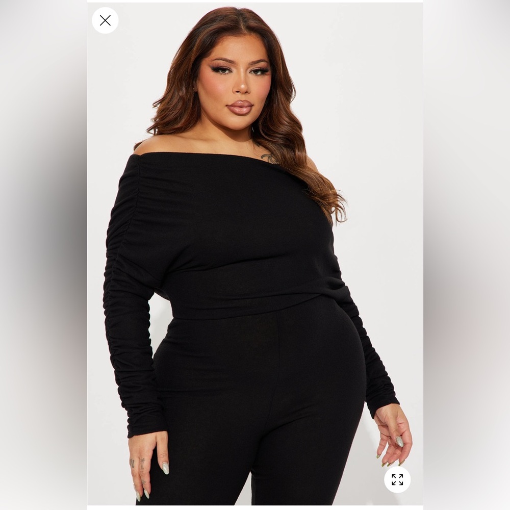 Yasmine Off Shoulder Sweater Jumpsuit - Black - Picture 4 of 7